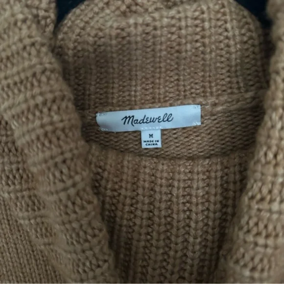 Madewell Sadler Turtleneck Cowl Neck Sweater Camel Brown Tan Casual Loose Sz M - Picture 4 of 5